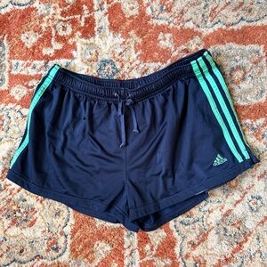Adidas Blue and Green Athletic Shorts Lightweight Design